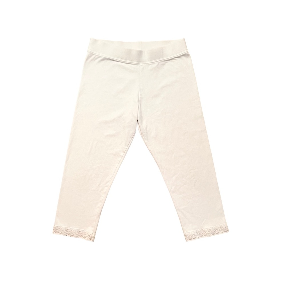 NWOT Girls’ Arizona White Capri Lace Cuff Leggings Size 14-16 - Picture 1 of 5